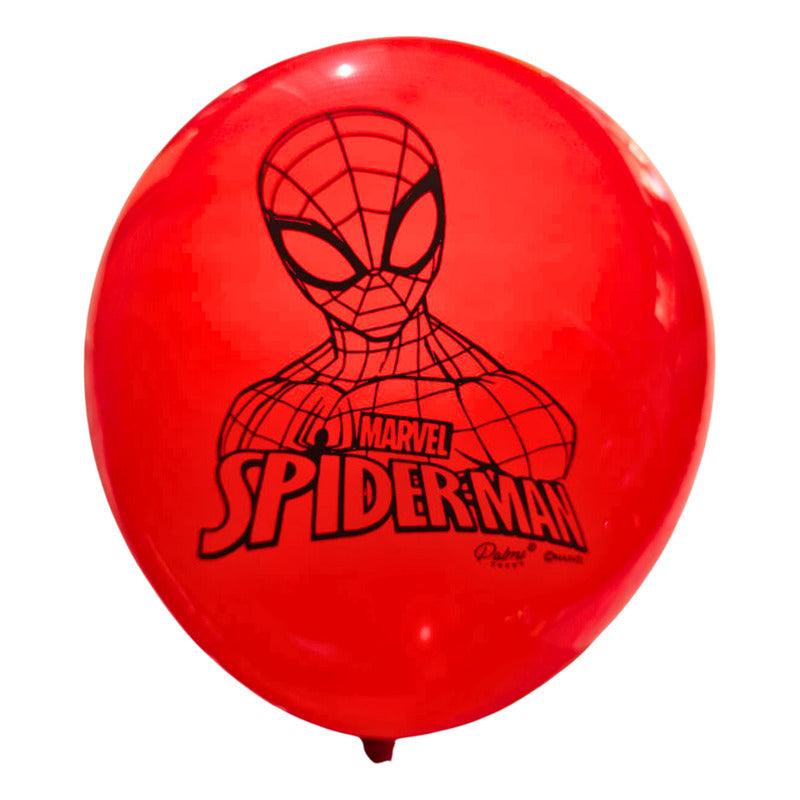 Set 12 Globos Spiderman Tricolor Para Cumpleaños - Imagen 5