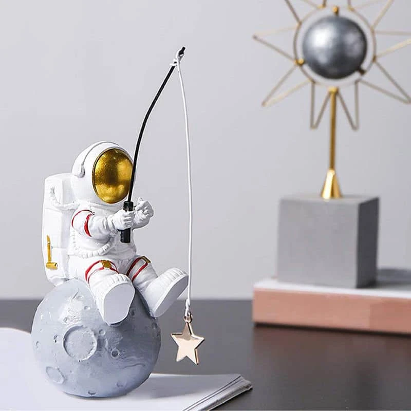 Figurita decorativa de astronauta pescando una estrella - Imagen 4